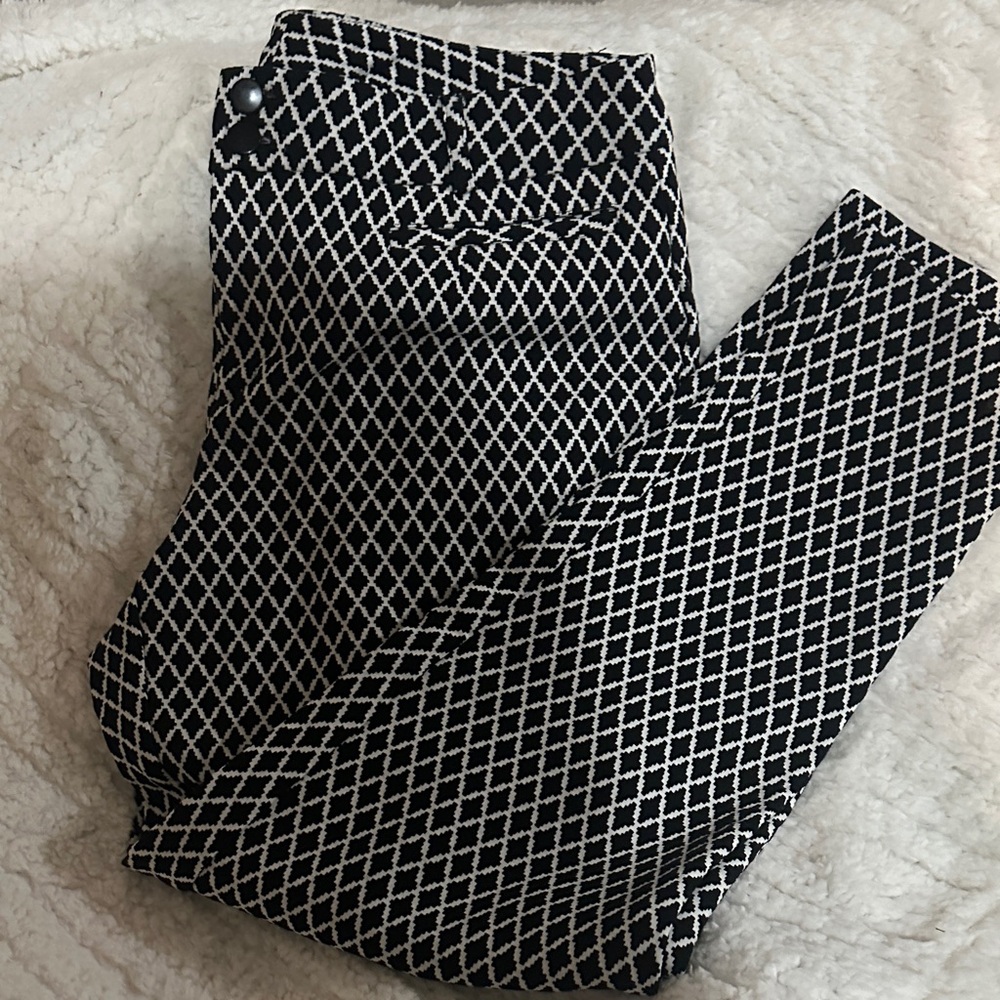 Cato Black and White Diamond Pattern Pants